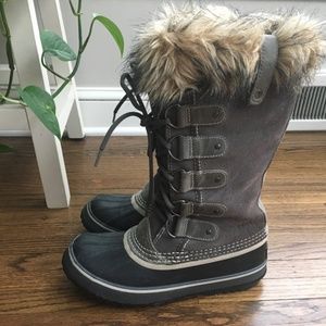 Tall Sorel Fur Trimmed Winter Boots - Size 8
